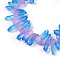 Natural Quartz Crystal Beads Strands, Pointed Pendants, Faceted, Column, Dyed, Two Tone, Cyan, 15~40x5~13x4.5~12mm, Hole: 1mm, about 48pcs/strand, 15.75''(40cm)