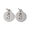 Non-Tarnish 304 Stainless Steel Charms, with Jump Ring, Flat Round with Ohm/Aum Charm, Stainless Steel Color, 14x12x1.1mm, Hole: 3mm
