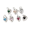 Brass Micro Pave Cubic Zirconia Pendants, Heart Charms, Rack Plating, Lasting Plated, Cadmium Free & Lead Free, with Jump Ring, Platinum, 12.5x10.5x3.5mm, Hole: 4.5mm