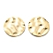Brass Links Connectors, Long-Lasting Plated, Flat Round, Twist, Real 24K Gold Plated, 14x1mm, Hole: 1.4mm