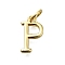Brass Pendants, With Jump Ring, Long-Lasting Plated, Lead Free & Cadmium Free, Rack Plating, Real 18K Gold Plated, Letter P, 12x7.5x2mm, Hole: 3mm