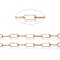 Ion Plating(IP) 304 Stainless Steel Paperclip Chains, Unwelded, with Spool, Flat Oval, Rose Gold, 13.5x6x1.5mm, about 32.8 Feet(10m)/roll