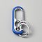 Oval Alloy Keychain Clasps with Double Rings, Bottle Opener Keychain Clasps, Platinum, Royal Blue, 87mm