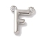 Rack Plating Brass Pendants, Long-Lasting Plated, Lead Free & Cadmium Free, Letter Charms, Platinum, Letter F, 11x9x2mm, Hole: 1mm