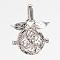 Rack Plating Brass Cage Pendants, Nickel Free, For Chime Ball Pendant Necklaces Making, Hollow, Round, Platinum, 21.5x23x16mm, Hole: 3.5x8.5mm, inner measure: 13mm