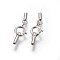 925 Sterling Silver Spring Ring Clasps, with Cord Ends, Silver, 17mm, Inner Size: 1mm