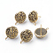 Polymer Clay Rhinestone Stud Earring Findings, with Loop, Stainless Steel Findings, Flat Round, Golden, Light Topaz, 17x14mm, Hole: 2mm, Pin: 0.6mm