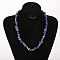 Natural Lapis Lazuli Chip Beaded Necklaces for Women, with Alloy End Chains, Platinum, 17.72 inch(45cm)