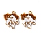 304 Stainless Steel Enamel Pendants, Horse Charm, Golden, White, 20x17x2.5mm, Hole: 1.4mm