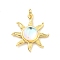 Glass Pendants, with Brass Findings and Jump Ring, Cadmium Free & Lead Free, Sun, Real 18K Gold Plated, 22.5x20x5.5mm