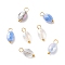 Electroplate Glass Pendants, with Golden Plated Brass Loops, Faceted, Oval, Cornflower Blue, 13~14x6~6.5x4~4.5mm, Hole: 2~3mm