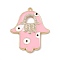 Alloy Enamel Pendants, with Crystal Rhinestone, Hamsa Hand with Evil Eye Charms, Light Gold, Pink, 38.5x31x2.5mm, Hole: 1.6mm