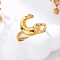 304 Stainless Steel Open Cuff Rings for Women, Letter, Real 18K Gold Plated, Letter C, 13~14x7~15mm