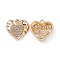 Alloy Rhinestone Pendants, Heart Charm, Light Gold, Crystal, 15x15x3.5mm, Hole: 1.4mm