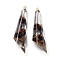Inner Dried Flower Transparent Resin Pendants, with Brass Finding, Coconut Brown, 45x11.5x12.5mm, Hole: 1.8mm