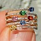 Oval Alloy Micro Pave Colorful Cubic Zirconia Finger Rings, Golden, 14.1mm,US Size 6(16.5mm)