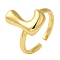 Initials Brass Open Cuff Ring for Women, Cadmium Free & Nickel Free & Lead Free, Letter L, 16.5x11mm, Adjustable