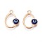 Alloy Enamel Pendants, Light Gold, Cadmium Free & Lead Free, Teardrop with Evil Eye, Dark Blue, 20x14.5x4mm, Hole: 1.8mm