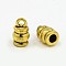 Tibetan Style Terminators, Barrel, Lead Free and Cadmium Free, Antique Golden, 11x6.5mm, Hole: 2mm, Inner Diameter: 3mm