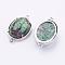 Brass Natural Ruby in Zoisite Links connectors, Dyed, Oval, Platinum, 15x26x5.5~7mm, Hole: 1.5~2mm