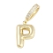 Brass Micro Pave Clear Cubic Zirconia Pendants, Long-Lasting Plated, letters, Letter P, 19x12x4.5mm, Hole: 8.5x5.5mm
