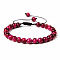 Natural Tiger Eye Round Bead Adjustable Braided Bracelets, 6mm