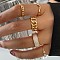 5Pcs Alloy with Plastic Pearl Finger Rings, Golden, Inner Diameter: 16~19mm