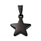 Ion Plating(IP) 304 Stainless Steel Pendants, Star, Black, 23.5x20x5mm, Hole: 10x4.5mm