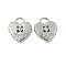 Alloy Pendants, Heart Charm, Rack Plating, Lead Free & Cadmium Free, Platinum, 17x15x4mm, Hole: 4x3mm