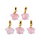 Natural Rose Quartz Charms, with Golden Plated Brass Findings, Faceted Star, Star: 12x12.5x5.5mm, Hole: 3.5x4mm