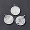 Natural Quartz Crystal Pendants, Rock Crystal Pendants, Flat Round Charms with Tree of Life Pattern, with Rack Plating Platinum Tone Brass Findings, Cadmium Free & Lead Free, 30x4~8mm, Hole: 4x4mm