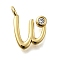 Brass Micro Pave Cubic Zirconia Pendants, Letter Charms, Rack Plating, Long-Lasting Plated, Cadmium Free & Lead Free, Letter W, 13x10x2mm, Hole: 1.6mm