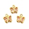 Glass Charms, Butterfly, with Brass Findings, Long-Lasting Plated, Golden, Moccasin, 8.5x7x2mm, Hole: 1mm