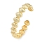 Shell Shape Rack Plating Brass Cuff Bangles for Women, Cadmium Free & Lead Free, Long-Lasting Plated, Real 18K Gold Plated, Inner Diameter: 2-1/8x1-7/8 inch(5.3x4.8cm)