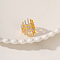Hollow Brass Micro Pave Clear Cubic Zirconia Wide Band Rings, Real 18K Gold Plated, US Size 6(16.5mm)