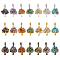 21Pcs 21 Styles Mixed Gemstone Chip  European Dangle Charms, Tree Large Hole Pendants, with Alloy Findings, Mixed Color, 38mm, Pendant: 28x24x3.8~9.8mm, Hole: 5mm, 1pcs/style