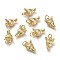 Brass Micro Pave Cubic Zirconia Pendants, with Jump Rings, Wolf, Real 18K Gold Plated, Mixed Color, 12x9.5x4.5mm, Hole: 3.4mm