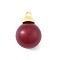 Brass Glass Charms, Round, with Real 18K Gold Plated Bead Cap Bails, Red, 11x8mm, Hole: 1mm