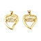 Brass Micro Pave Cubic Zirconia Pendants, Mother Themes, Long-Lasting Plated, Cadmium Free & Lead Free, Rack Plating, Real 18K Gold Plated, Heart, 22x18.5x3mm, Hole: 3.8x3.3mm