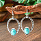 Bohemian Style Alloy Acrylic Dangle Earrings, Antique Silver, Oval, 70x20mm