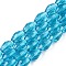 Transparent Glass Beads Strands, Faceted, Oval, Deep Sky Blue, 8x5.5mm, Hole: 1mm, about 70pcs/strand, 22.2~22.64''(55.5~57.5cm)