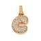 Brass Micro Pave Cubic Zirconia Pendants, Nickel Free, Real 18K Gold Plated, Clear, Letter C, 18.5~24x12.5~25.5x5~5.5mm, Hole: 5x3mm