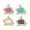 Brass Micro Pave Cubic Zirconia Pendants, Cadmium Free & Lead Free, with Synthetic Opal and Jump Ring, Real 18K Gold Plated, Sheep, Real 18K Gold Plated, 16.5x20.5x3.5mm, Hole: 3.5mm