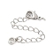 Brass Micro Pave Clear Cubic Zirconia Chain Extender, with Lobster Claw Clasp and Charms, Rack Plating, Cadmium Free & Lead Free, Long-Lasting Plated, Real 18K Gold Plated, Flat Round, 68mm
