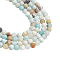 2 Strands Natural Frosted Flower Amazonite Round Beads Strands, 4mm, Hole: 1mm, 96pcs/strand, 15.5 inch