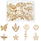 SUPERFINDINGS 80Pcs 8 Styles Brass Filigree Charms Leaf Bird Butterfly Lightning Star Heart Flower Brass Charms Pendant for DIY Necklace Bracelet Earring Jewelry Making