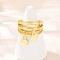 Brass Cuff Rings, with Flat Round, Cadmium Free & Lead Free, Real 18K Gold Plated, 12mm, Inner Diameter: Adjustable
